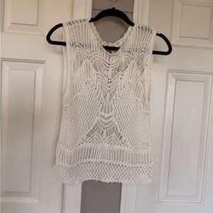 Abercrombie & Fitch White Crochet Sleeveless Top